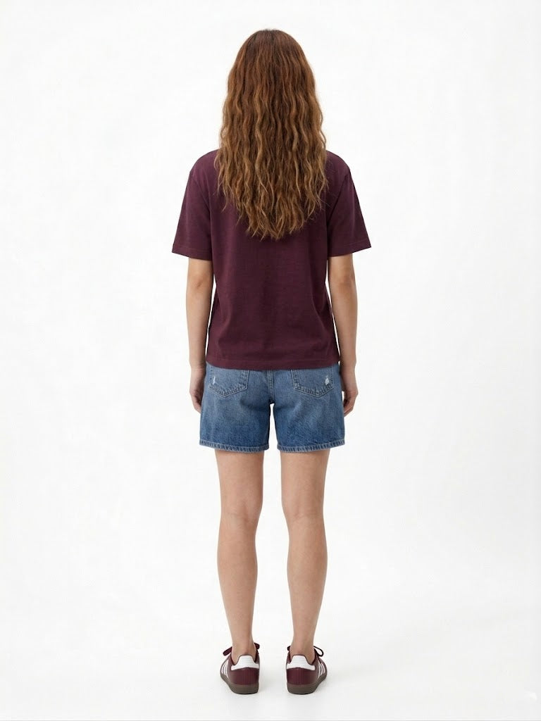 Bordo Bisiklet Yaka T-shirt