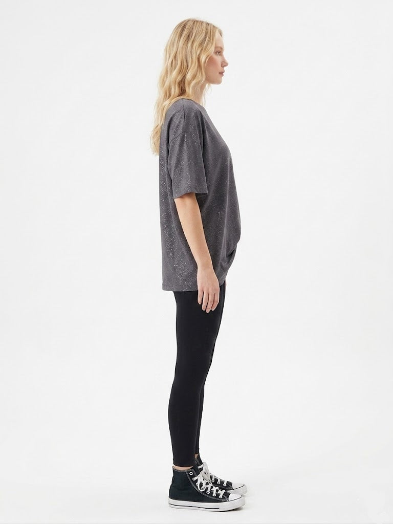 Gri Simli Oversize T-shirt