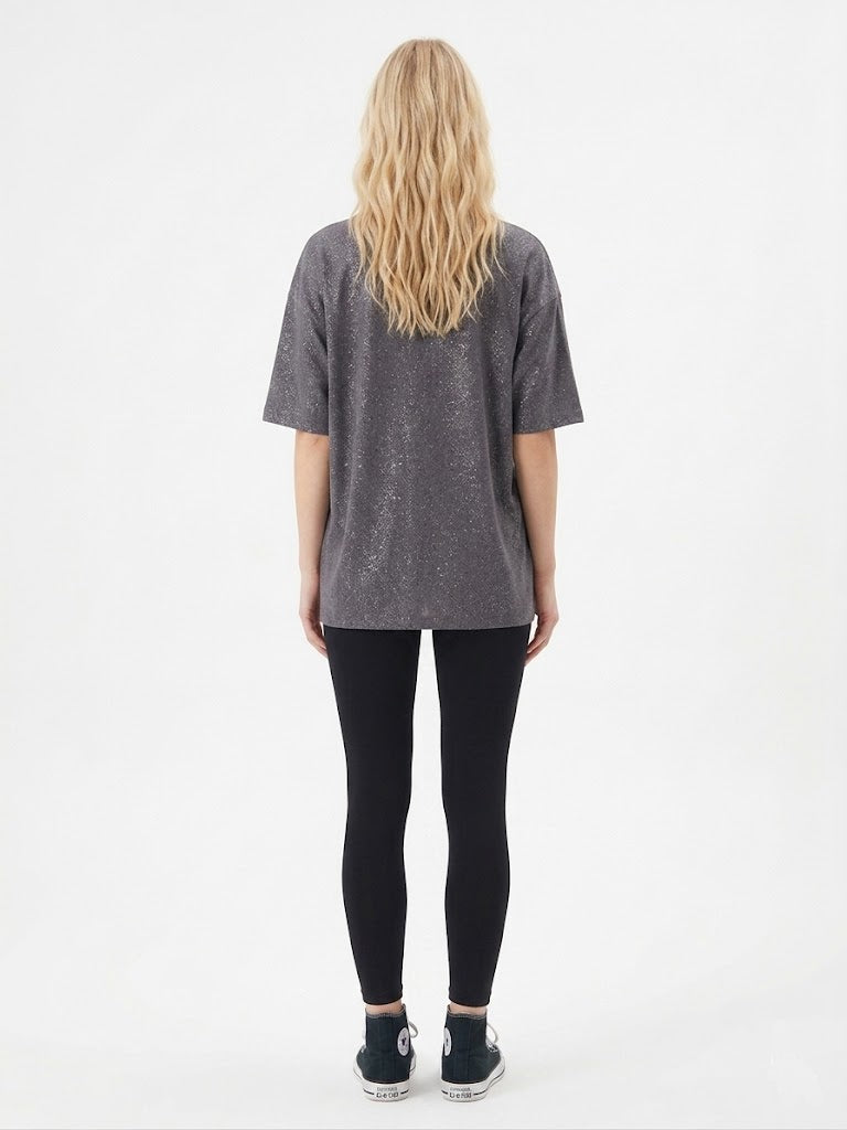 Gri Simli Oversize T-shirt