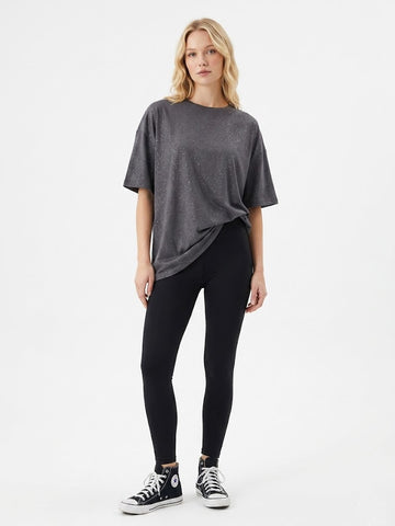 Gri Simli Oversize T-shirt