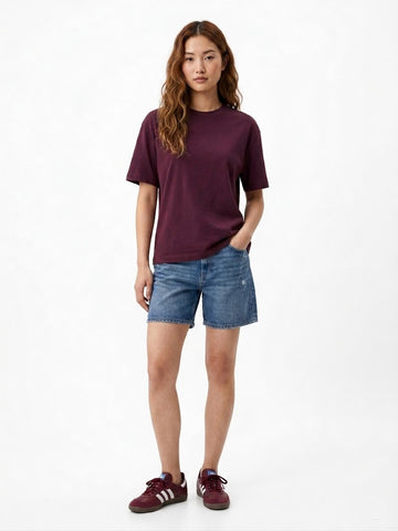 Bordo Bisiklet Yaka T-shirt