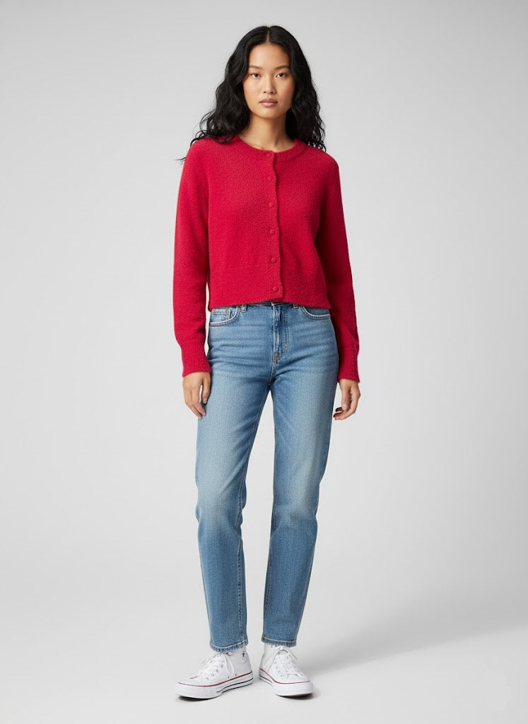 Bordo Yumuşak Dokulu Hırka