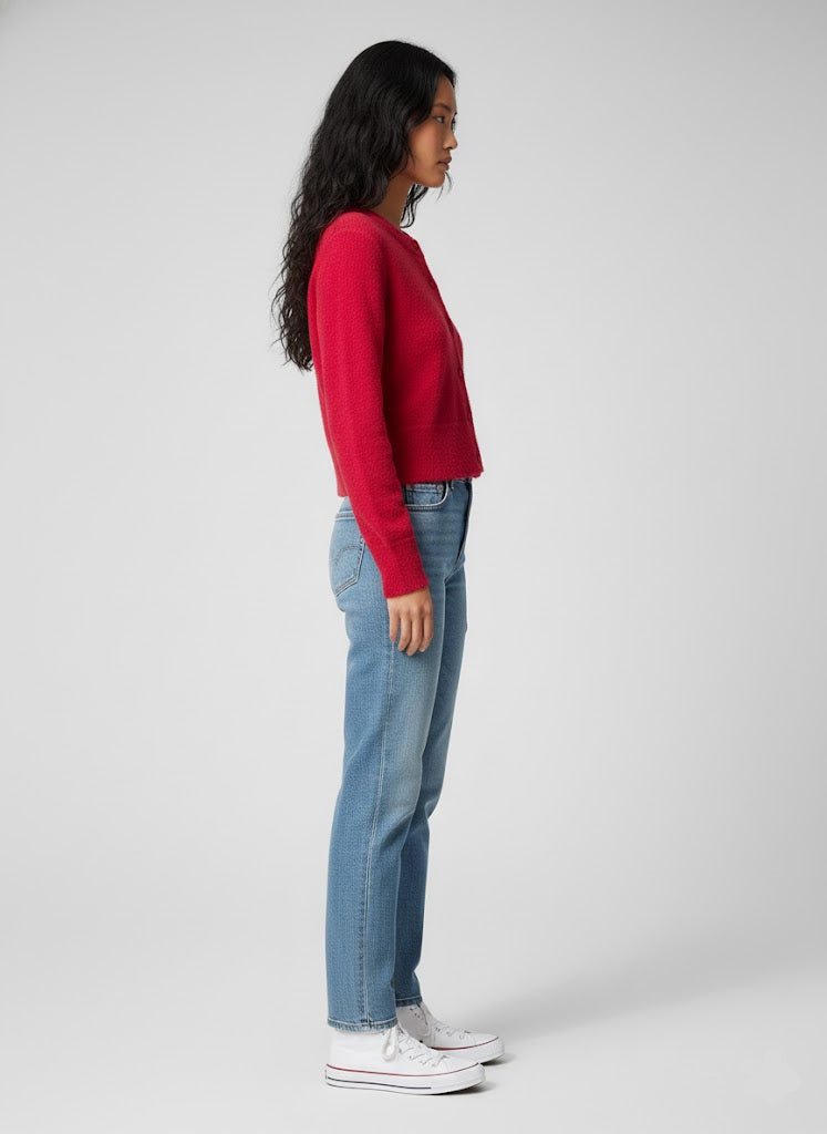 Bordo Yumuşak Dokulu Hırka