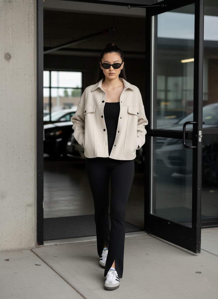 Krem Kaşe Gömlek Ceket