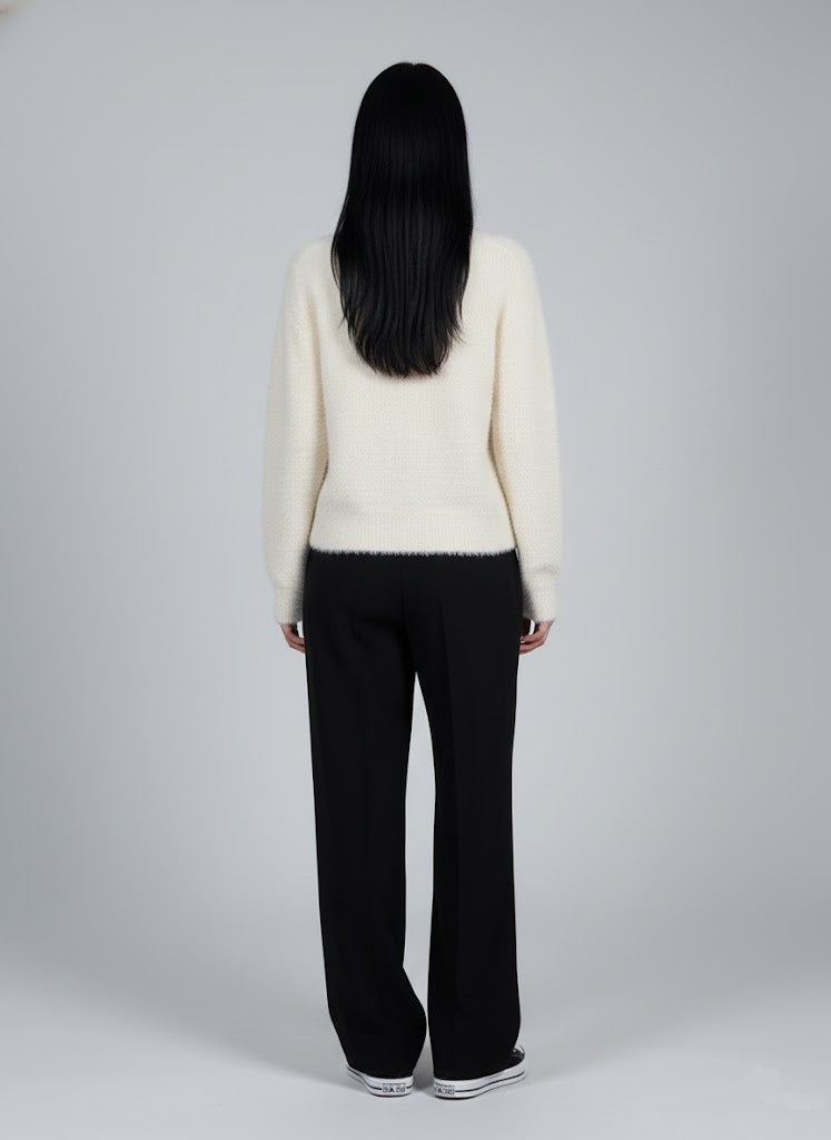 Beyaz Yumuşak Dokulu Kazak