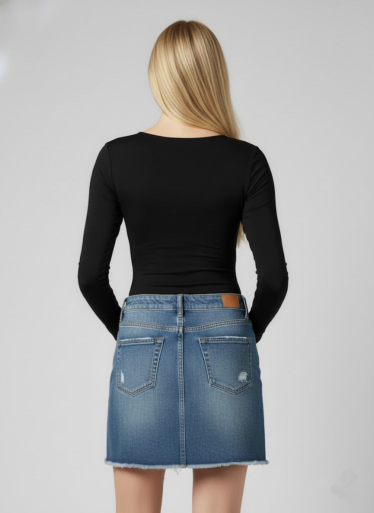 Siyah Uzun Kollu Basic Çıtçıtlı Body