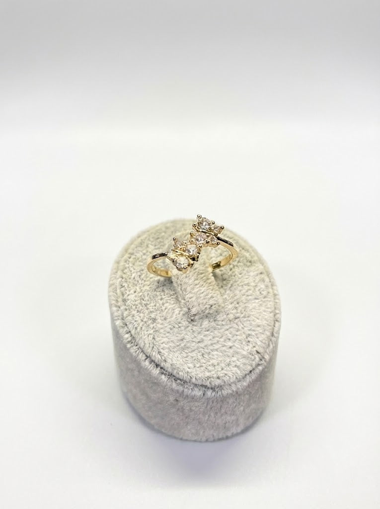 Gold Asimetrik Montür Zirkon Taşlı Yüzük