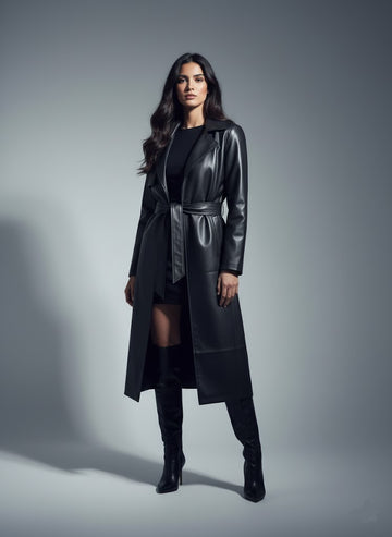 Siyah Deri Trençkot