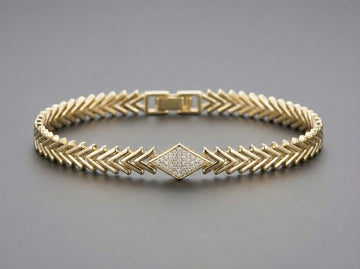 Gold Geometrik Chevron Zincir Bileklik