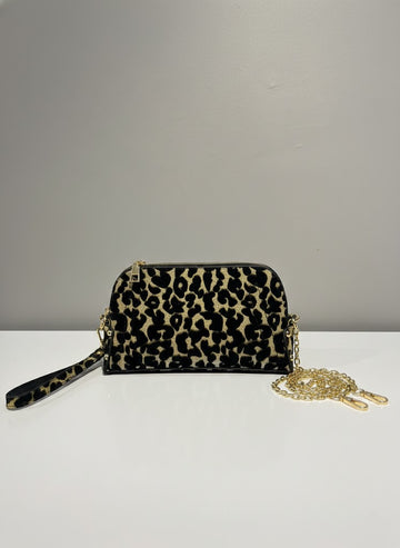 Leopar Desenli Zincirli Clutch