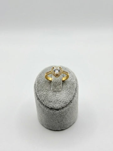 Gold Kalp Kesim Zirkon Taşlı Yüzük