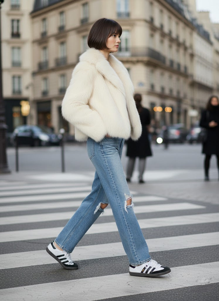 Krem Şal Yaka Suni Kürk