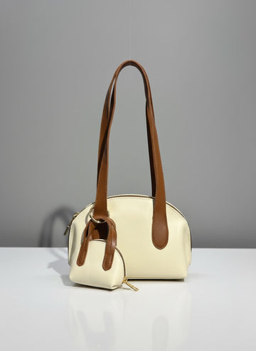 Krem Taba Charm Aksesuarlı Mini Çanta