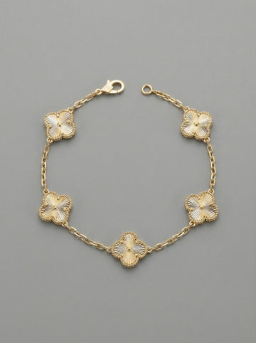 Gold & Silver  Işımalı Yonca Bileklik