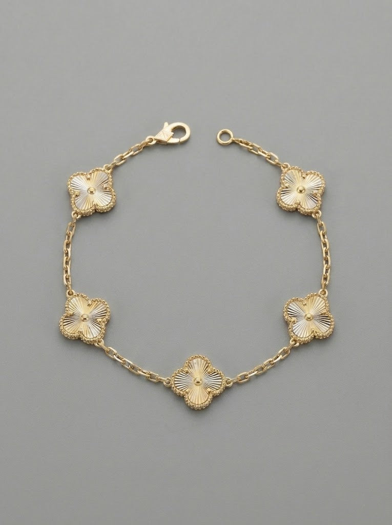 Gold & Silver  Işımalı Yonca Bileklik