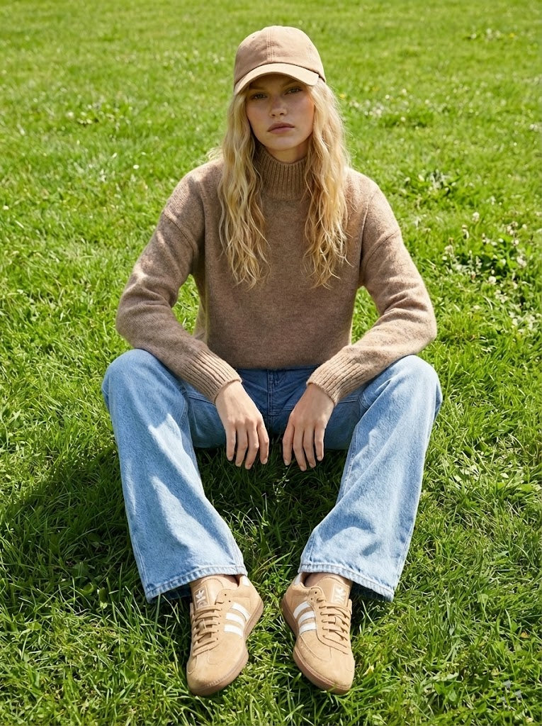 Açık Kahve Yarım Balıkçı Yaka Triko Kazak