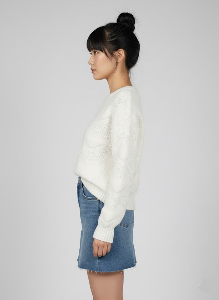 Beyaz Kalpli Yün Kazak